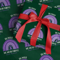 Lupus Awareness Wrapping Paper Roll In May We Wear Purple Ribbon Rainbow
