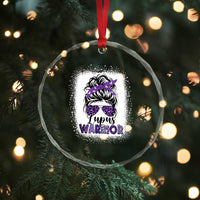 Lupus Warrior Crystal Glass Ornament Purple Ribbon Messy Bun Women