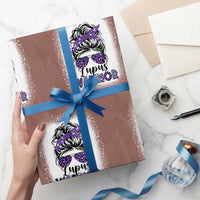 Lupus Warrior Wrapping Paper Roll Purple Ribbon Messy Bun Women