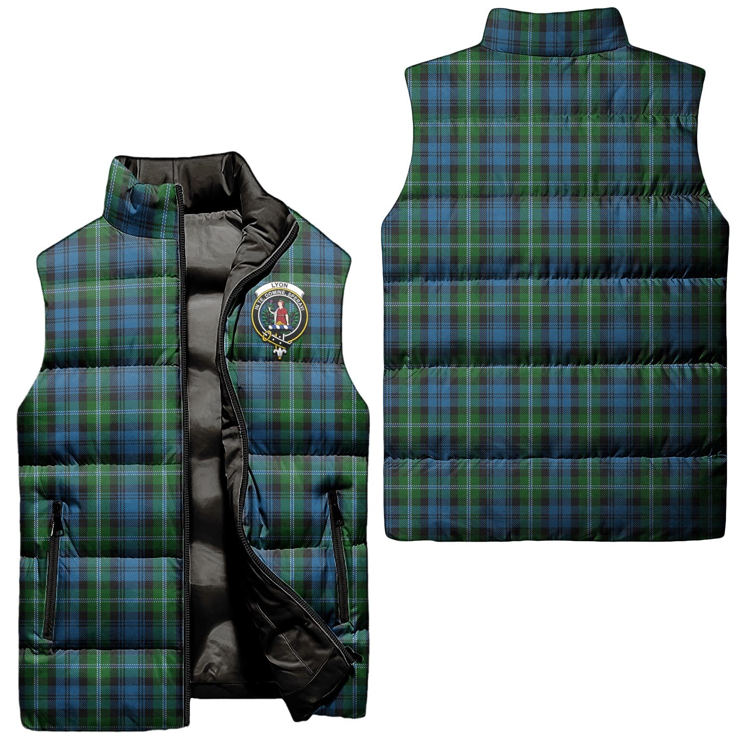 lyon-clan-puffer-vest-family-crest-plaid-sleeveless-down-jacket