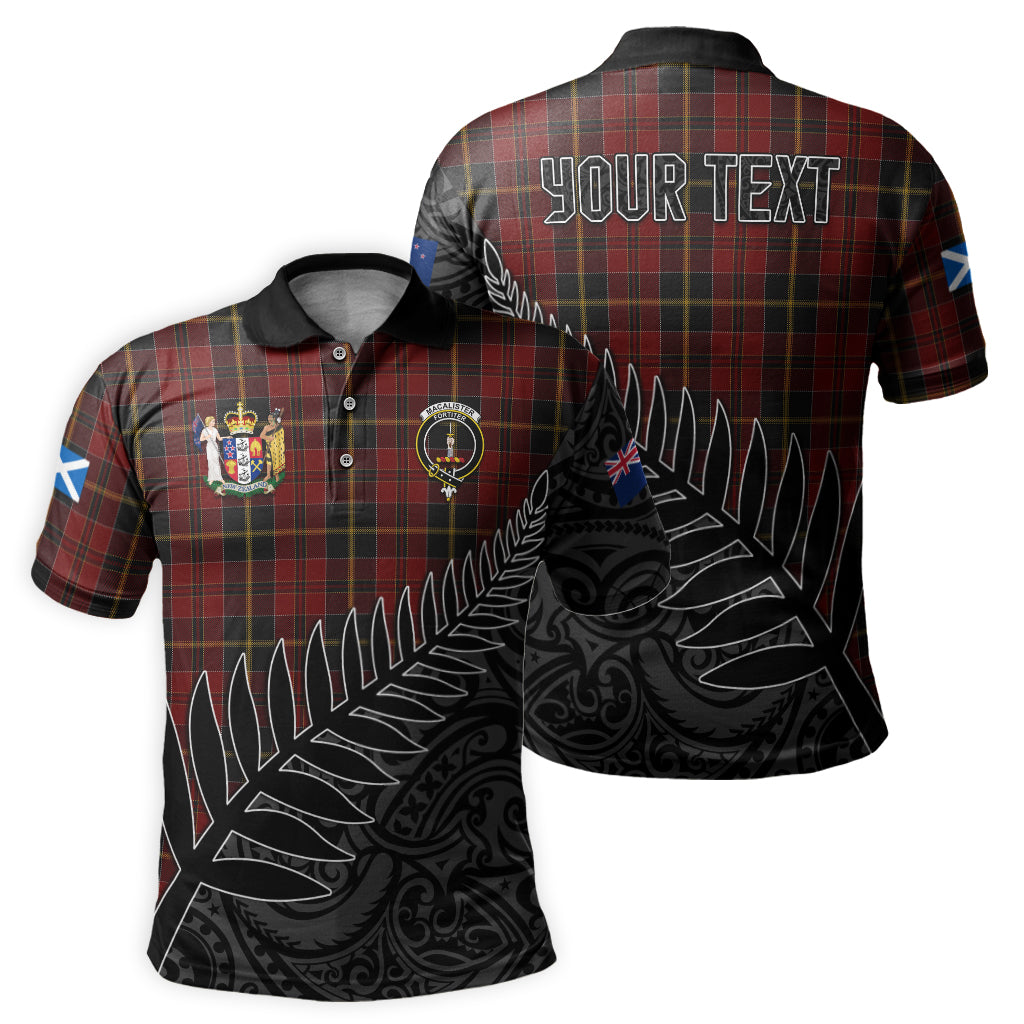 macalister-of-skye-tartan-family-crest-golf-shirt-with-fern-leaves-and-coat-of-arm-of-new-zealand-personalized-your-name-scottish-tatan-polo-shirt