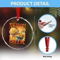 Macaroni And Cheese Meme Crystal Glass Ornament Vintage 90s Style Funny Foodie Bootleg Graphic