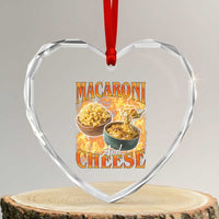 Macaroni And Cheese Meme Heart Crystal Glass Ornament Vintage 90s Style Funny Foodie Bootleg Graphic