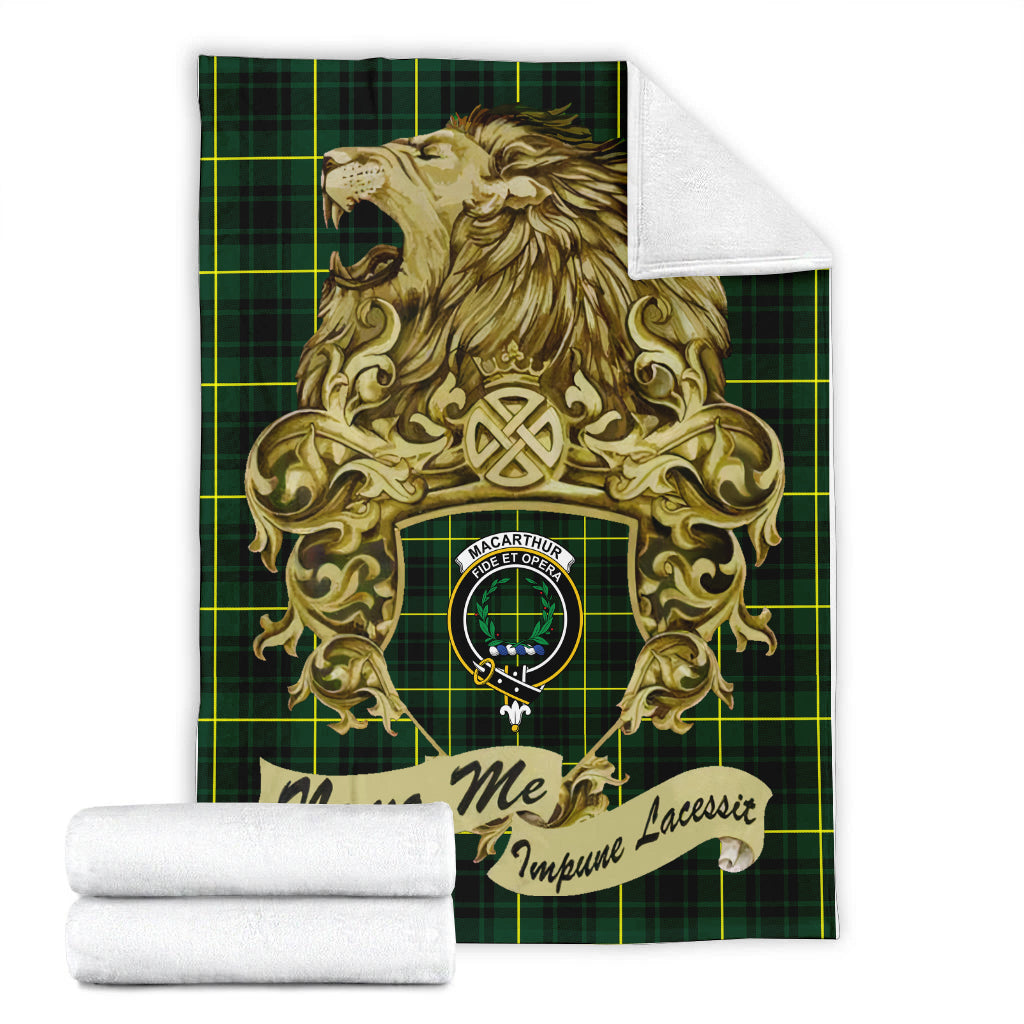 macarthur-modern-tartan-premium-blanket-motto-nemo-me-impune-lacessit-with-vintage-lion-family-crest-tartan-plaid-blanket-vintage-style