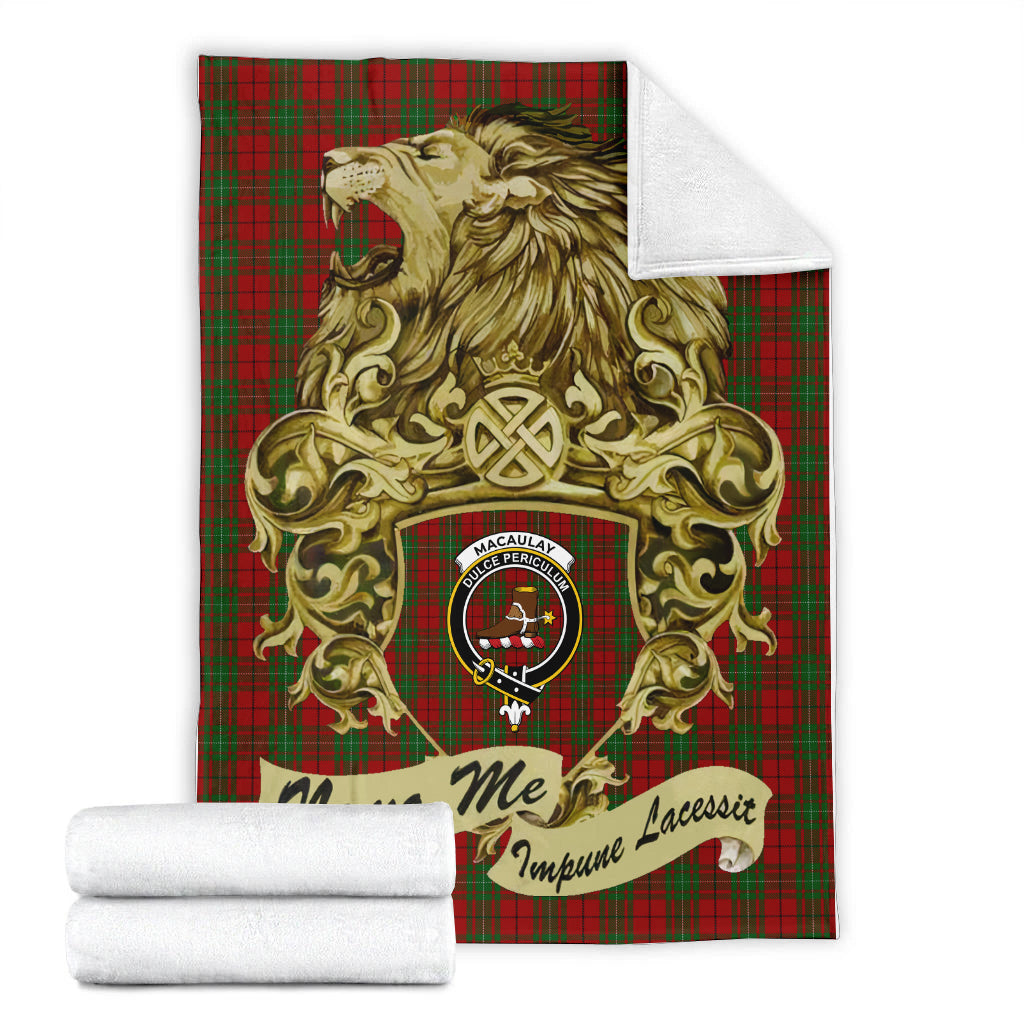 macaulay-tartan-premium-blanket-motto-nemo-me-impune-lacessit-with-vintage-lion-family-crest-tartan-plaid-blanket-vintage-style