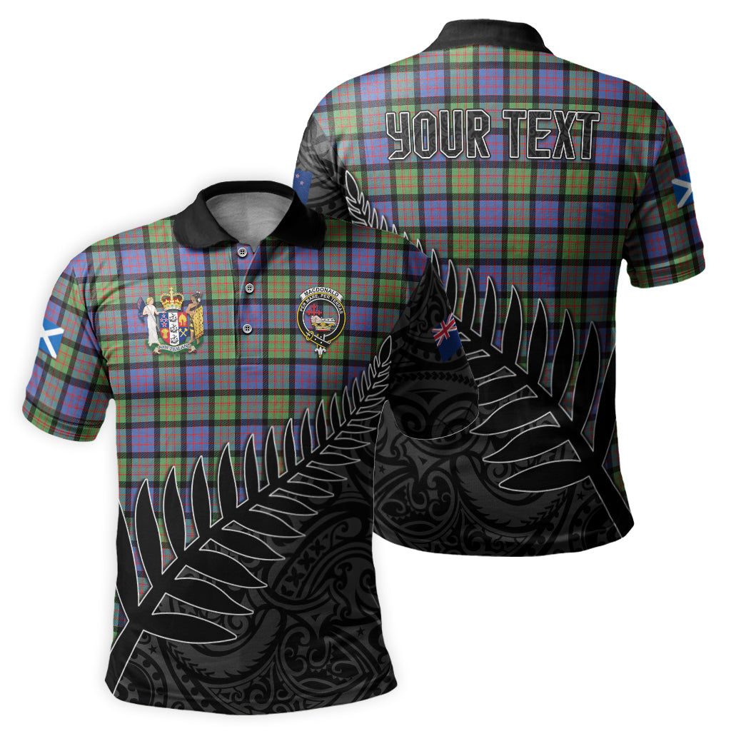 macdonald-ancient-tartan-family-crest-golf-shirt-with-fern-leaves-and-coat-of-arm-of-new-zealand-personalized-your-name-scottish-tatan-polo-shirt