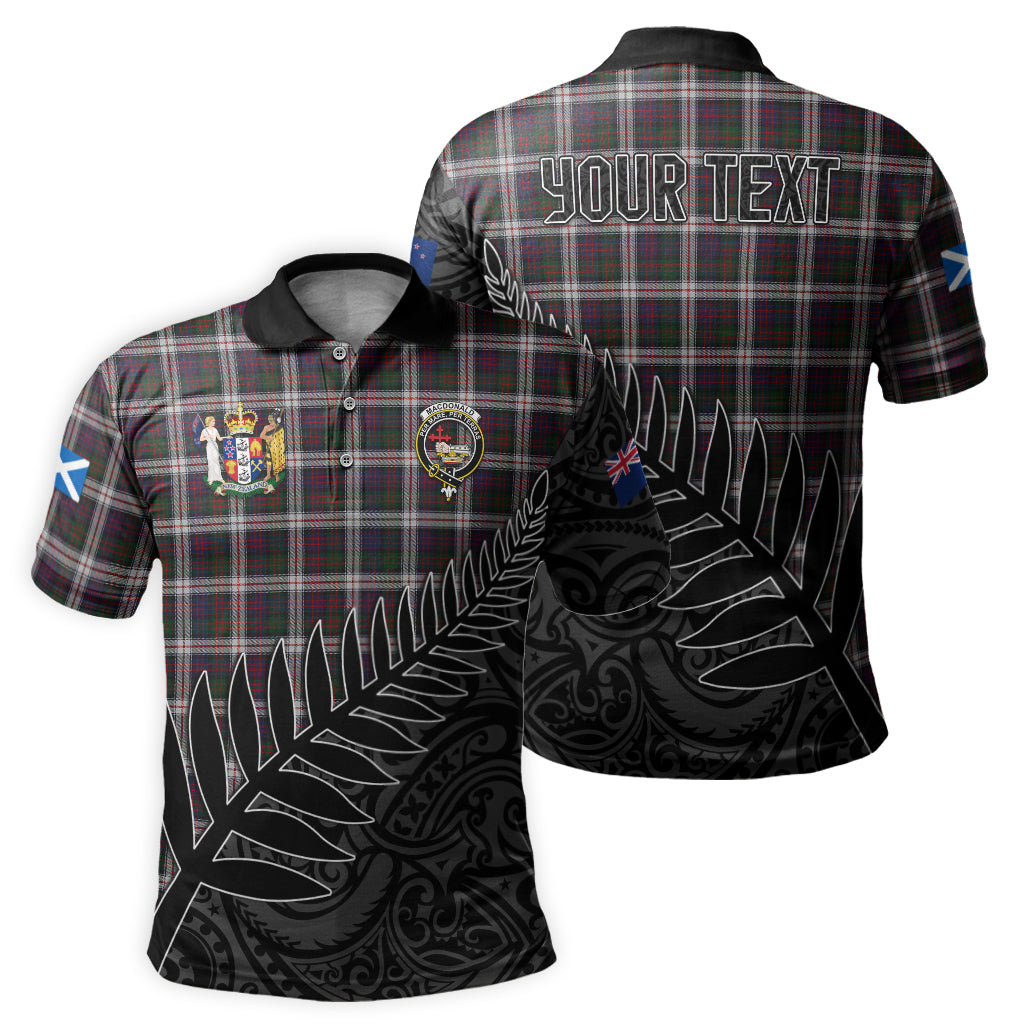 macdonald-dress-tartan-family-crest-golf-shirt-with-fern-leaves-and-coat-of-arm-of-new-zealand-personalized-your-name-scottish-tatan-polo-shirt