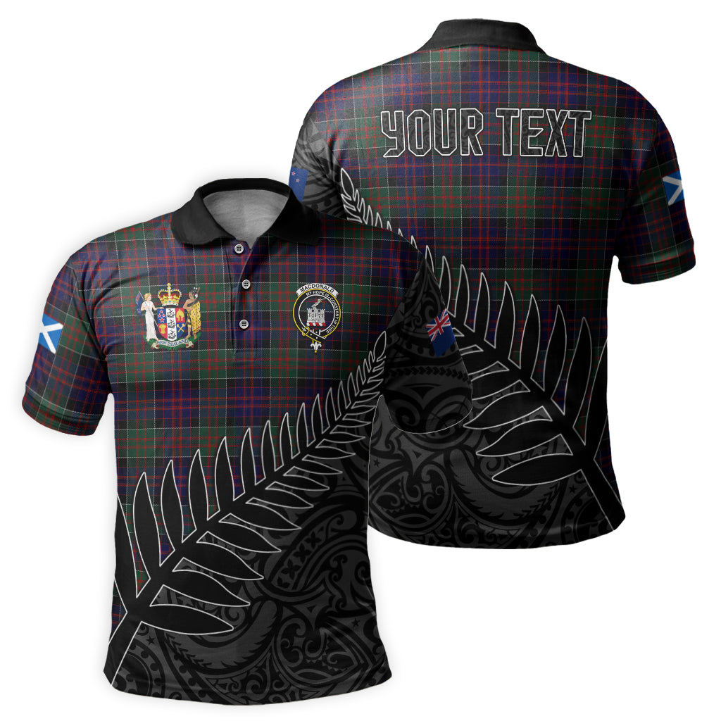 macdonald-of-clan-ranald-tartan-family-crest-golf-shirt-with-fern-leaves-and-coat-of-arm-of-new-zealand-personalized-your-name-scottish-tatan-polo-shirt