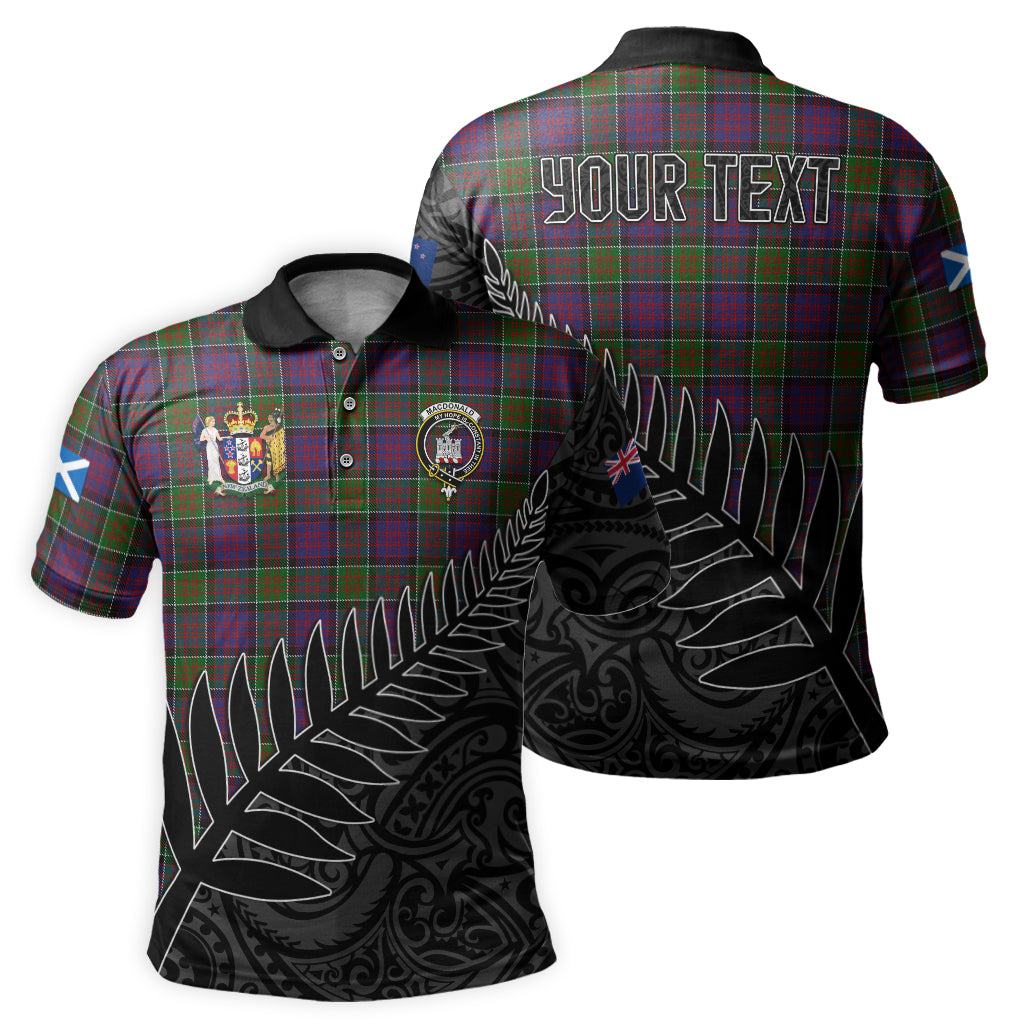 macdonald-of-clan-ranald-modern-tartan-family-crest-golf-shirt-with-fern-leaves-and-coat-of-arm-of-new-zealand-personalized-your-name-scottish-tatan-polo-shirt