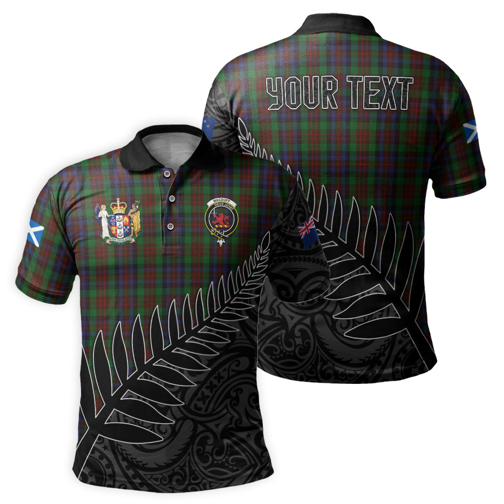 macduff-hunting-tartan-family-crest-golf-shirt-with-fern-leaves-and-coat-of-arm-of-new-zealand-personalized-your-name-scottish-tatan-polo-shirt