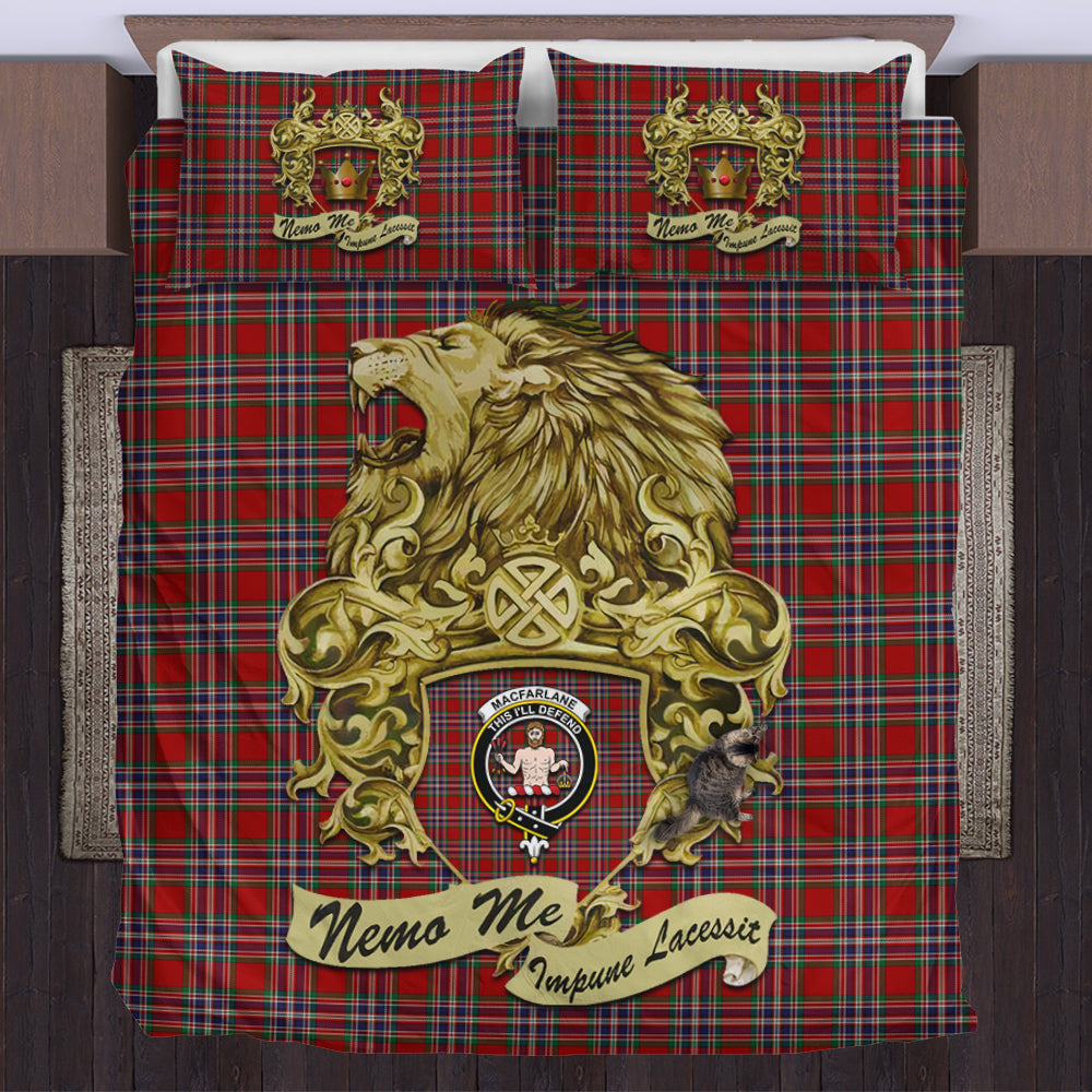 macfarlane-red-tartan-bedding-set-motto-nemo-me-impune-lacessit-with-vintage-lion-family-crest-tartan-plaid-duvet-cover-scottish-tartan-plaid-comforter-vintage-style