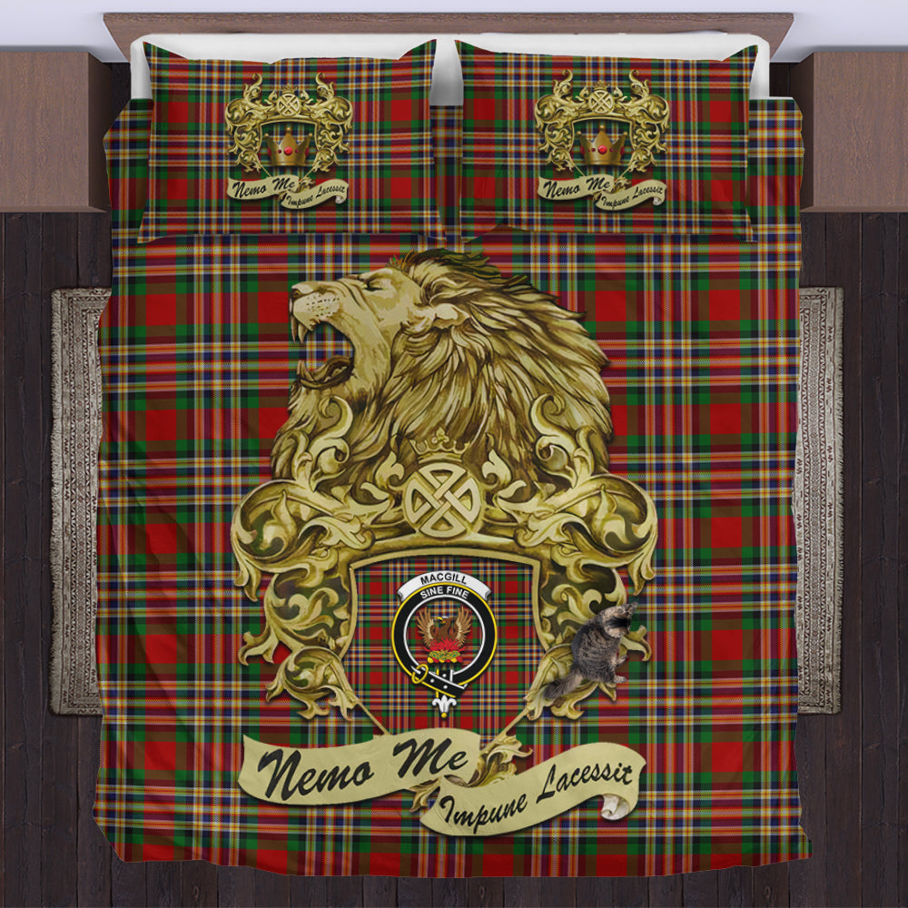 macgill-tartan-bedding-set-motto-nemo-me-impune-lacessit-with-vintage-lion-family-crest-tartan-plaid-duvet-cover-scottish-tartan-plaid-comforter-vintage-style