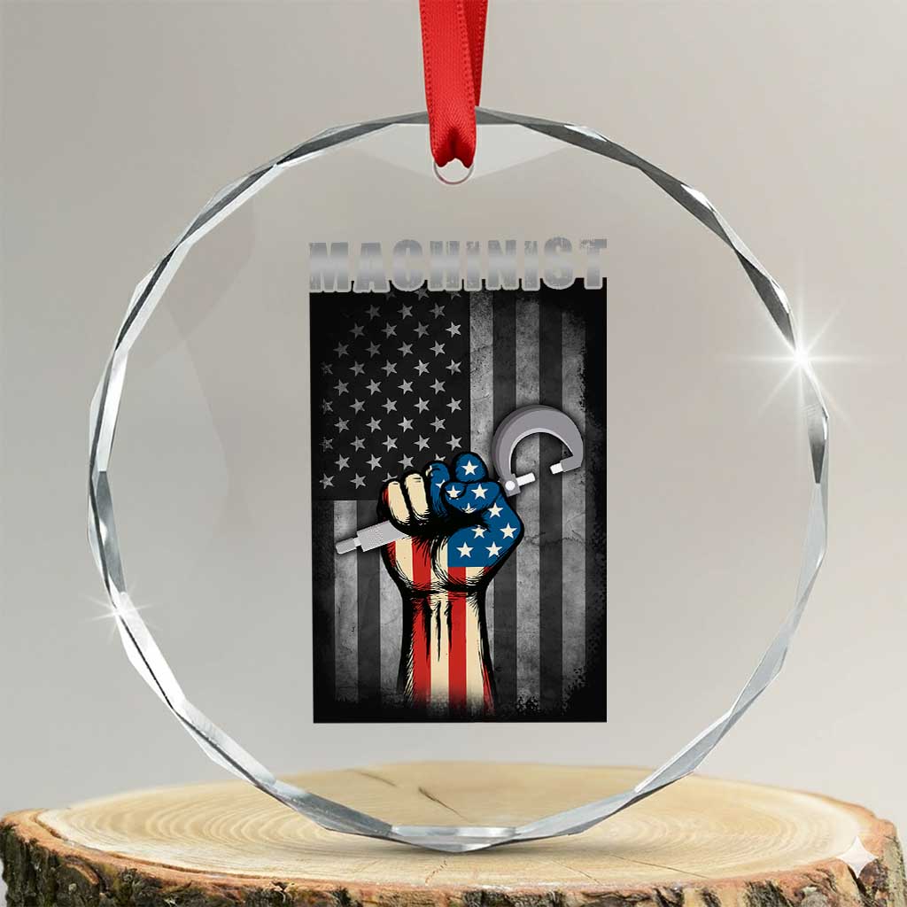 Machinist Patriotic US Flag Crystal Glass Ornament - Wonder Print Shop