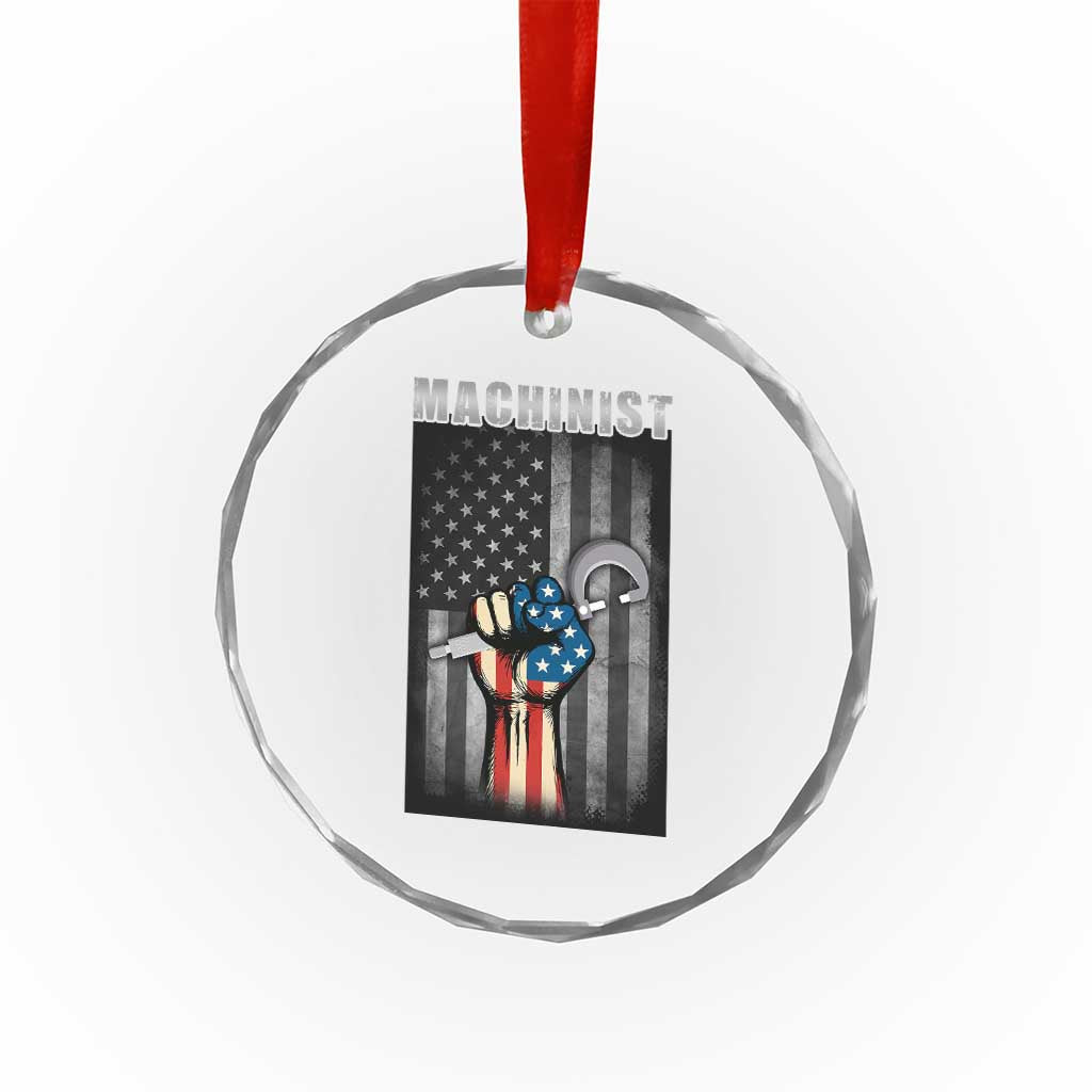 Machinist Patriotic US Flag Crystal Glass Ornament - Wonder Print Shop