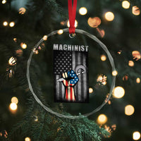 Machinist Patriotic US Flag Crystal Glass Ornament - Wonder Print Shop