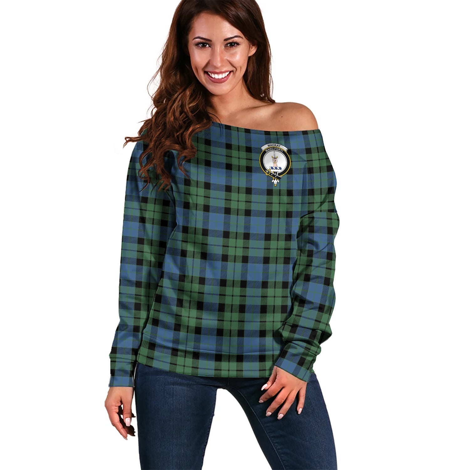 mackay-ancient-clan-tartan-off-shoulder-sweater-family-crest-sweater-for-women