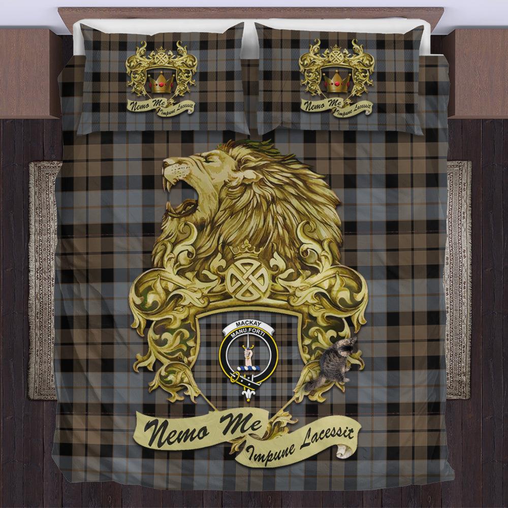 mackay-weathered-tartan-bedding-set-motto-nemo-me-impune-lacessit-with-vintage-lion-family-crest-tartan-plaid-duvet-cover-scottish-tartan-plaid-comforter-vintage-style