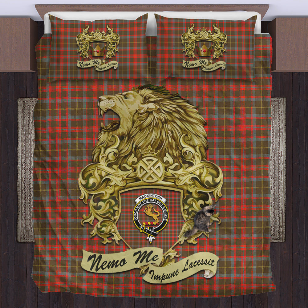 mackintosh-hunting-weathered-tartan-bedding-set-motto-nemo-me-impune-lacessit-with-vintage-lion-family-crest-tartan-plaid-duvet-cover-scottish-tartan-plaid-comforter-vintage-style