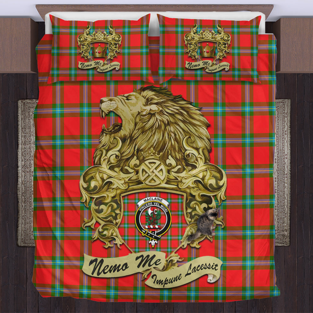 maclaine-of-loch-buie-tartan-bedding-set-motto-nemo-me-impune-lacessit-with-vintage-lion-family-crest-tartan-plaid-duvet-cover-scottish-tartan-plaid-comforter-vintage-style