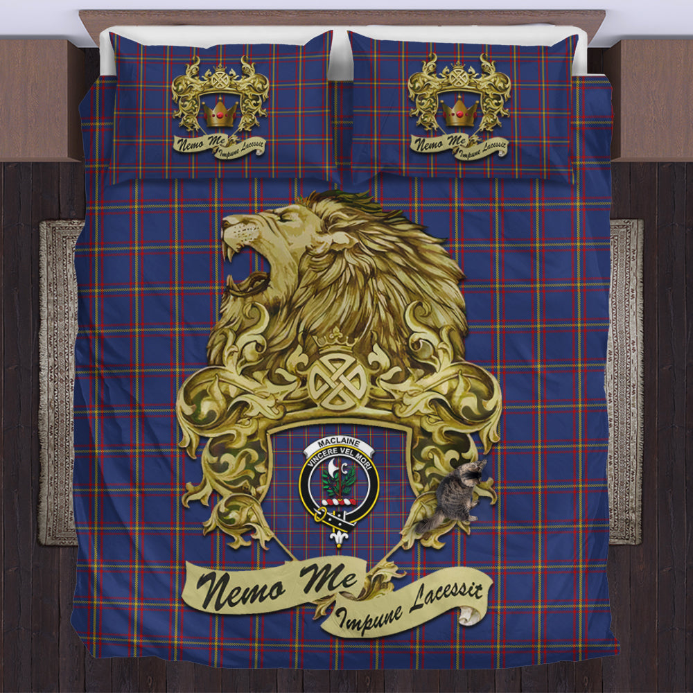 maclaine-of-lochbuie-tartan-bedding-set-motto-nemo-me-impune-lacessit-with-vintage-lion-family-crest-tartan-plaid-duvet-cover-scottish-tartan-plaid-comforter-vintage-style