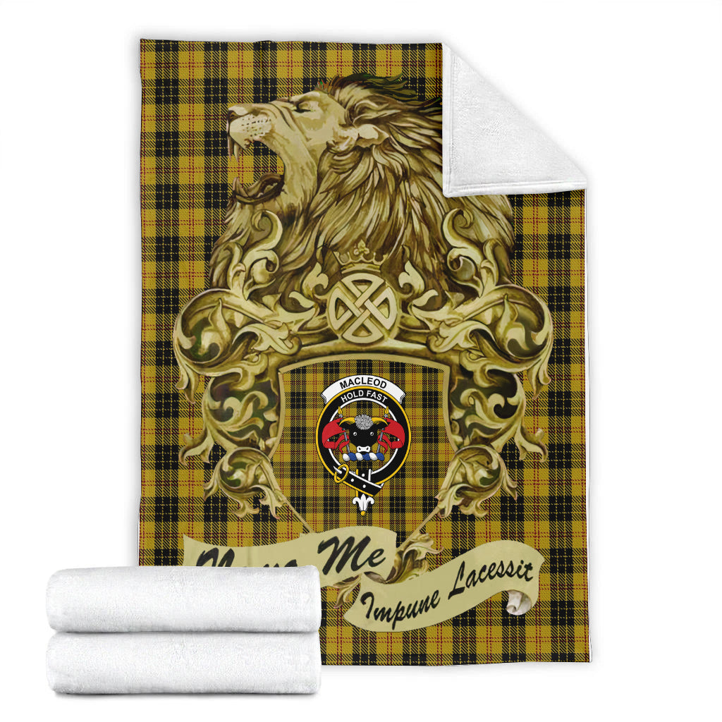 macleod-tartan-premium-blanket-motto-nemo-me-impune-lacessit-with-vintage-lion-family-crest-tartan-plaid-blanket-vintage-style