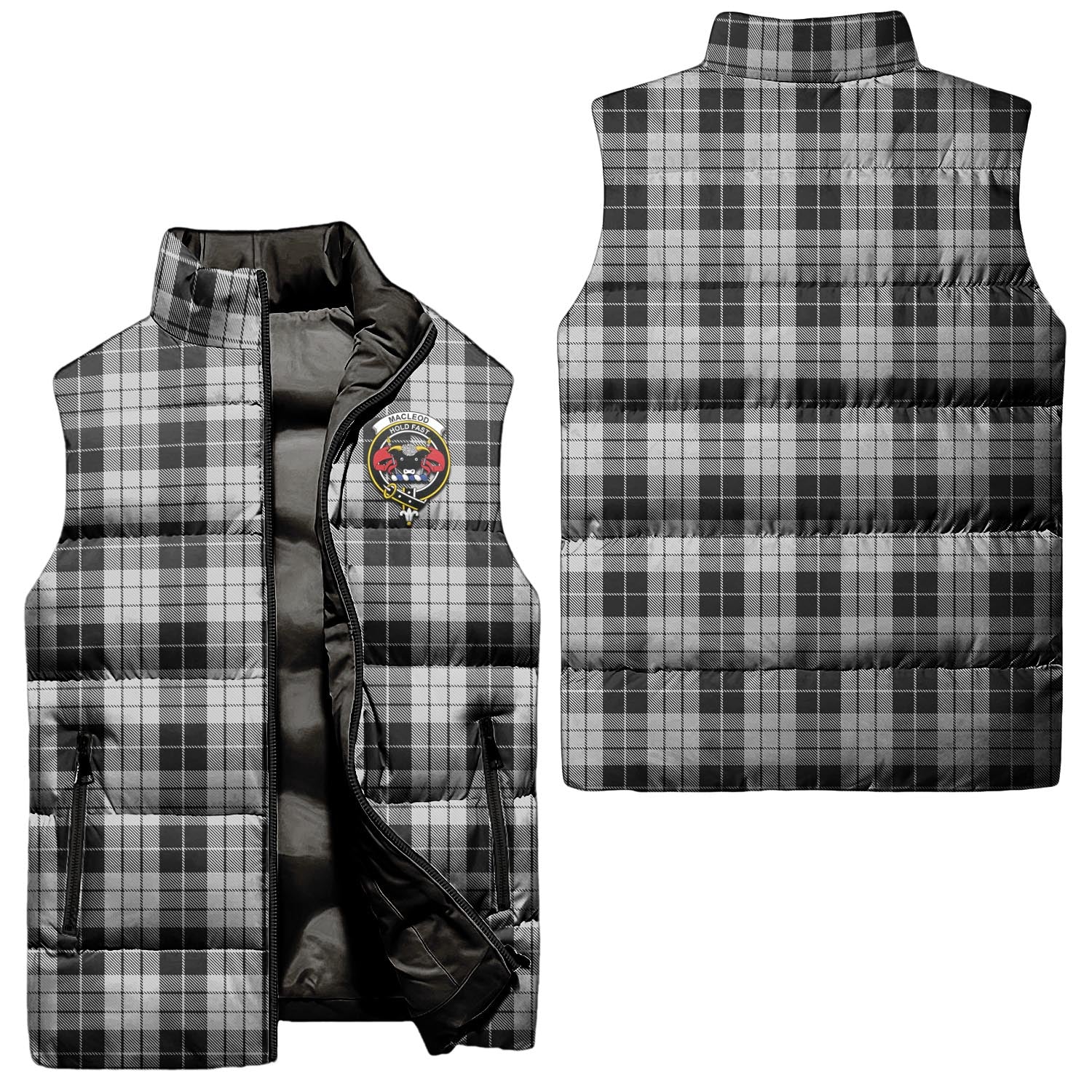 macleod-black-and-white-clan-puffer-vest-family-crest-plaid-sleeveless-down-jacket