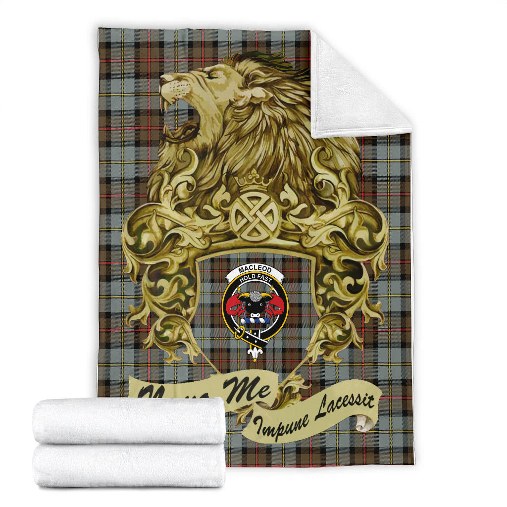 macleod-of-harris-weathered-tartan-premium-blanket-motto-nemo-me-impune-lacessit-with-vintage-lion-family-crest-tartan-plaid-blanket-vintage-style