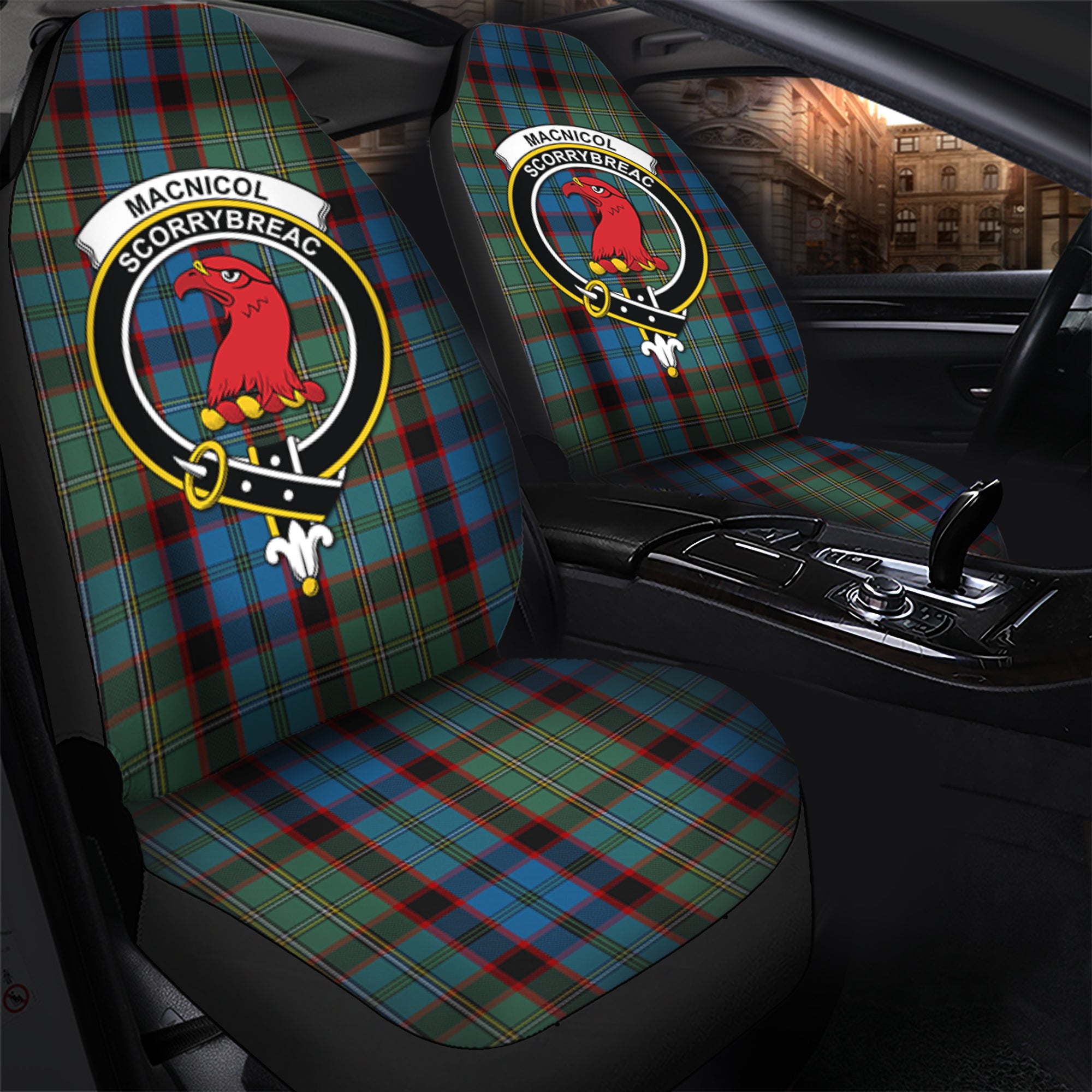 MacNicol Hunting Clan Tartan Car Seat Cover, Family Crest Tartan Seat Cover TS23