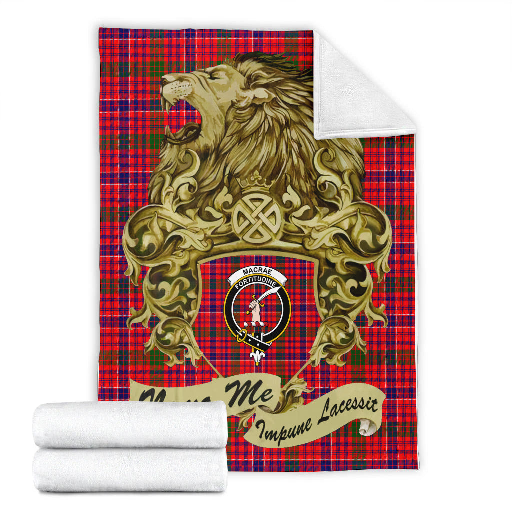 macrae-modern-tartan-premium-blanket-motto-nemo-me-impune-lacessit-with-vintage-lion-family-crest-tartan-plaid-blanket-vintage-style