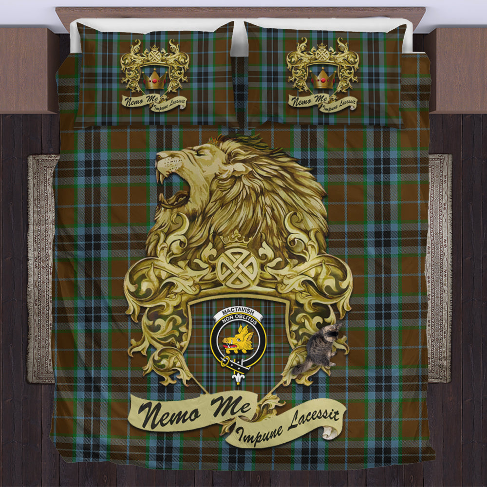mactavish-hunting-tartan-bedding-set-motto-nemo-me-impune-lacessit-with-vintage-lion-family-crest-tartan-plaid-duvet-cover-scottish-tartan-plaid-comforter-vintage-style