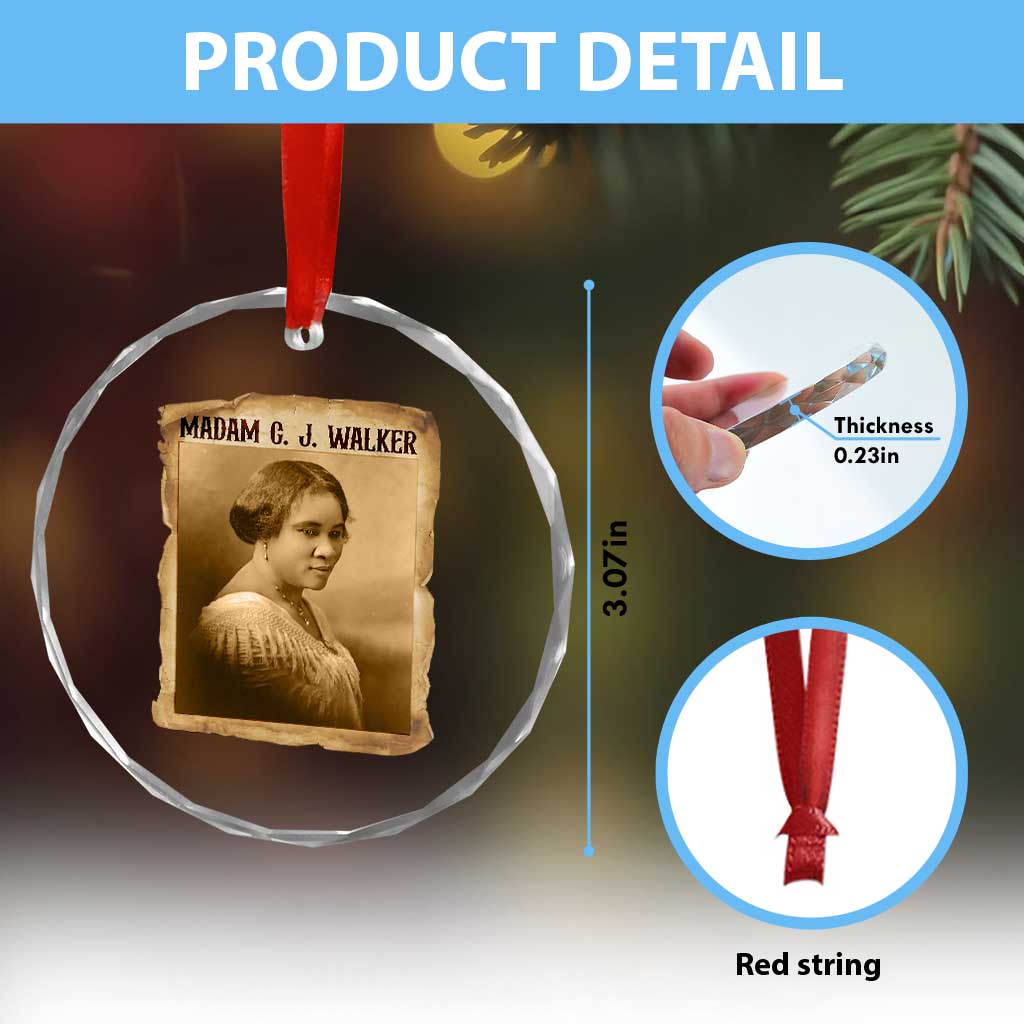 Madam CJ Walker Crystal Glass Ornament Female Empowerment History Gift - Wonder Print Shop