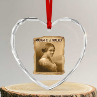 Madam CJ Walker Heart Crystal Glass Ornament Female Empowerment History Gift - Wonder Print Shop