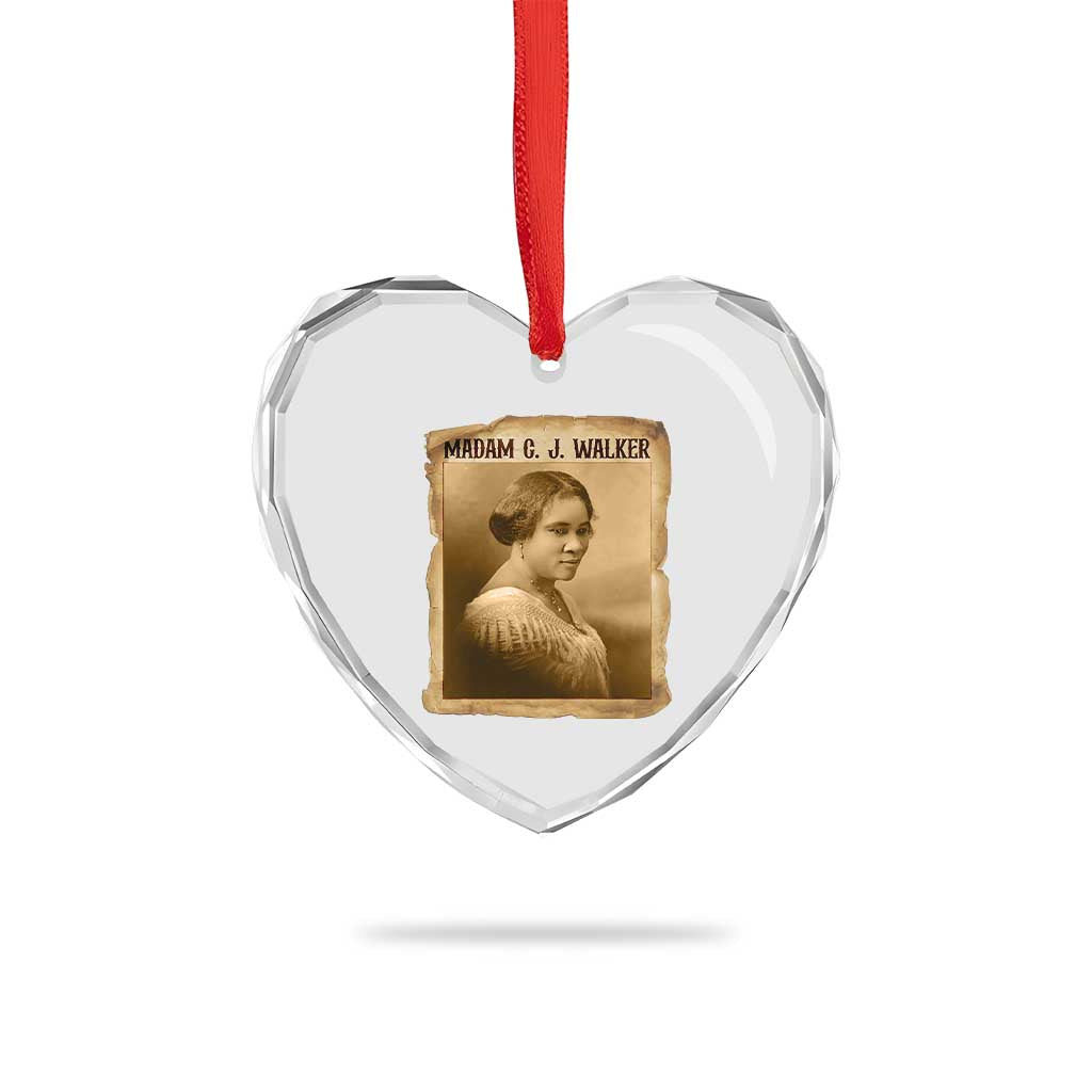 Madam CJ Walker Heart Crystal Glass Ornament Female Empowerment History Gift - Wonder Print Shop