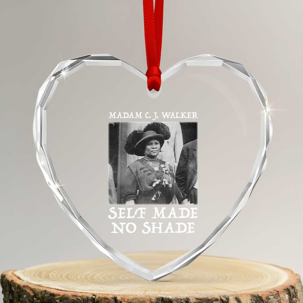 Madam CJ Walker Heart Crystal Glass Ornament Self Made No Shade Female Empowerment - Wonder Print Shop