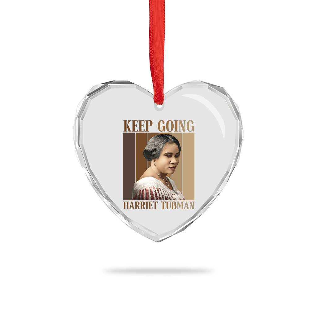 Madam CJ Walker Keep Going Retro Poster Heart Crystal Glass Ornament Black History Month Gift - Wonder Print Shop