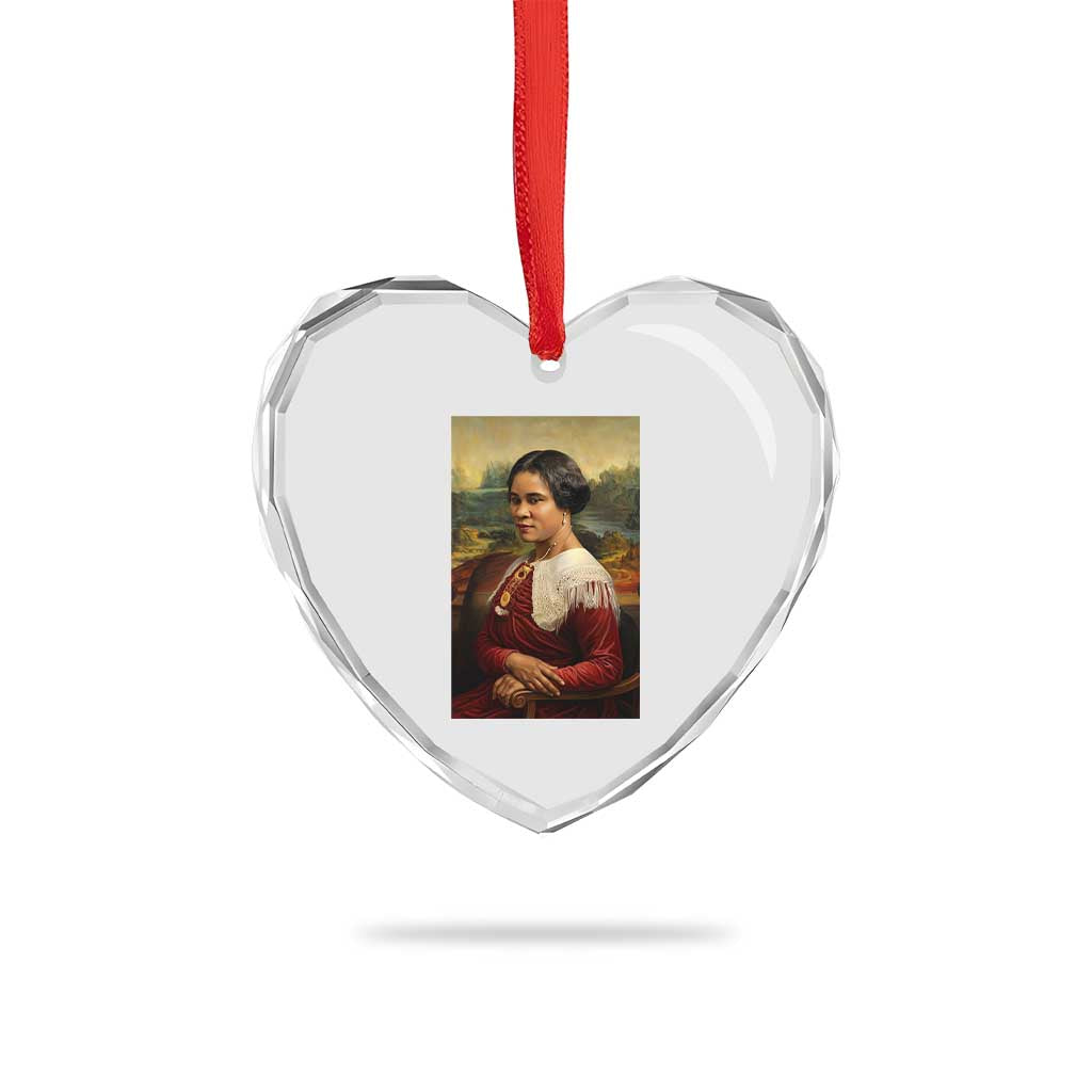 Madam CJ Walker Mona Lisa Heart Crystal Glass Ornament Black History Month Gift - Wonder Print Shop