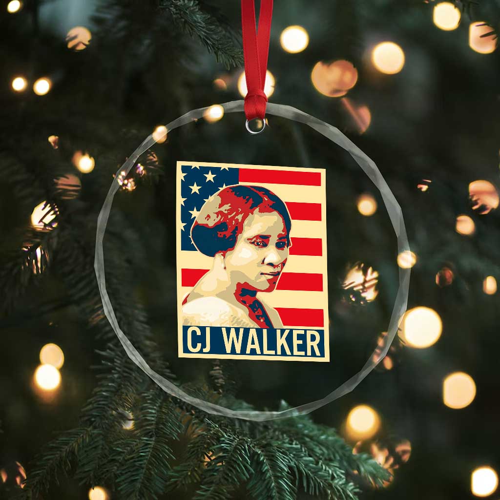 Madam CJ Walker Patriotic Crystal Glass Ornament Black History Month Gift - Wonder Print Shop