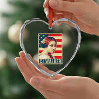 Madam CJ Walker Patriotic Heart Crystal Glass Ornament Black History Month Gift - Wonder Print Shop