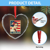 Madam CJ Walker Patriotic Heart Crystal Glass Ornament Black History Month Gift - Wonder Print Shop