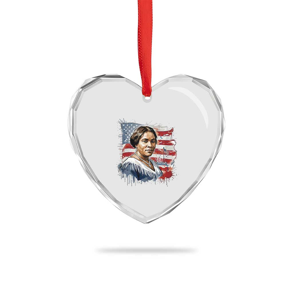 Madam CJ Walker Patriotic Heart Crystal Glass Ornament Strong Black Woman Leader - Wonder Print Shop