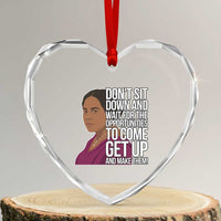 Madam CJ Walker Quote Heart Crystal Glass Ornament Do Not Sit Down And Wait For Opportunities - Wonder Print Shop