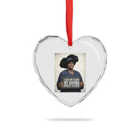 Madam CJ Walker Quote Heart Crystal Glass Ornament I Got My Start By Giving Myself A Start - Wonder Print Shop