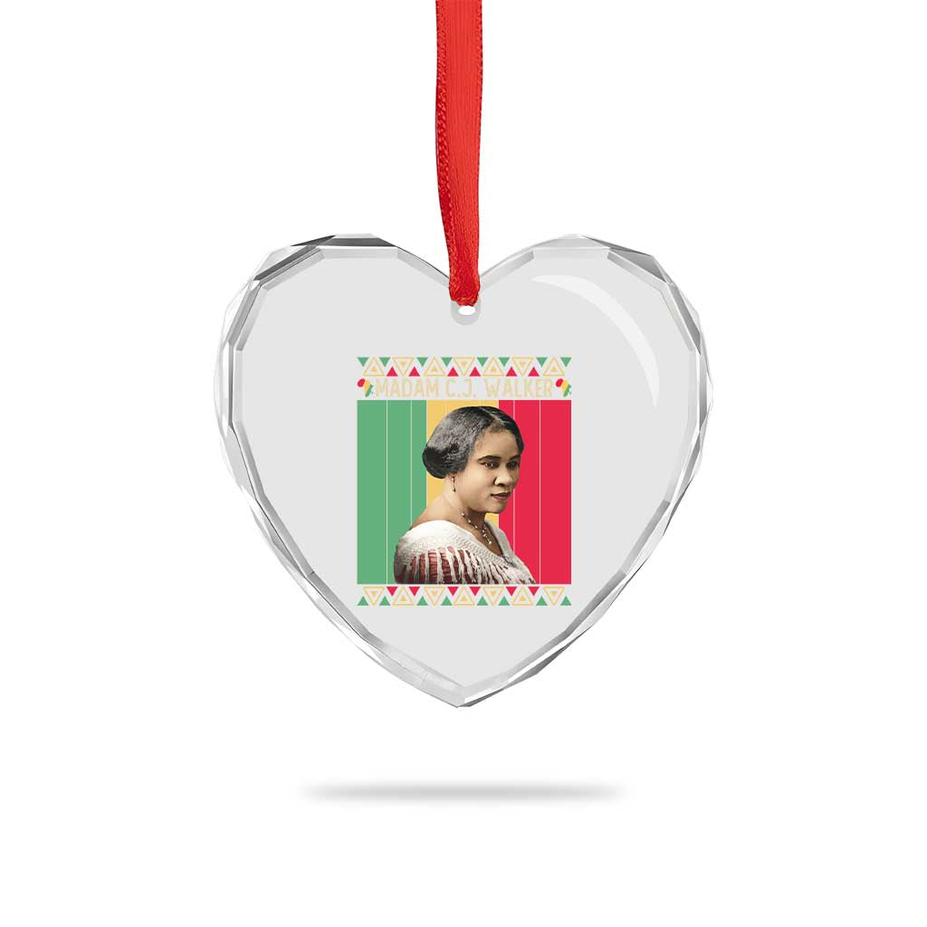 Madam CJ Walker Retro Sunset Heart Crystal Glass Ornament Strong Black Woman Leader - Wonder Print Shop