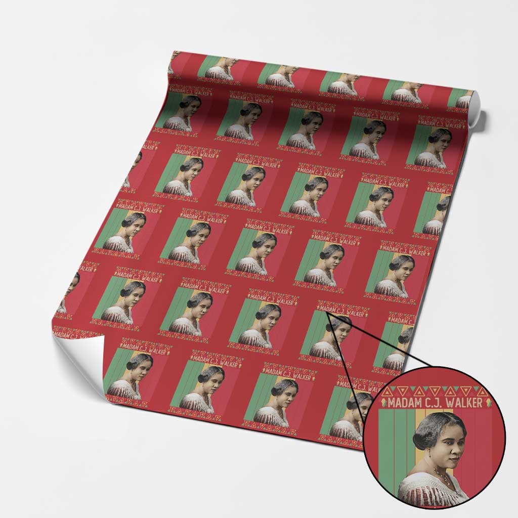 Madam CJ Walker Retro Sunset Wrapping Paper Roll Strong Black Woman Leader - Wonder Print Shop