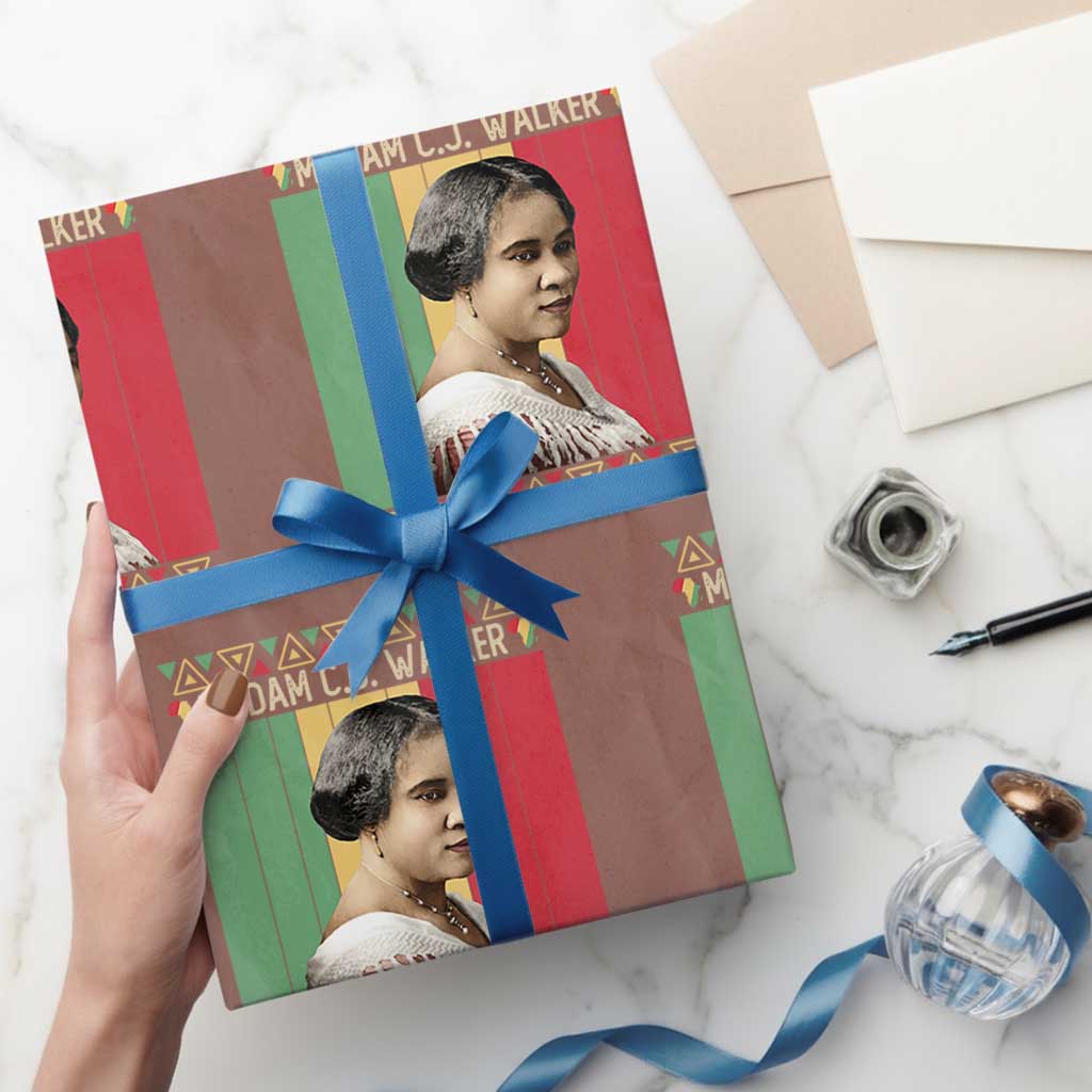Madam CJ Walker Retro Sunset Wrapping Paper Roll Strong Black Woman Leader - Wonder Print Shop