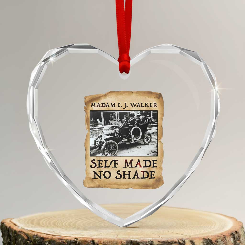 Madam CJ Walker Self Made Millionaire Heart Crystal Glass Ornament Strong Black Woman Leader - Wonder Print Shop