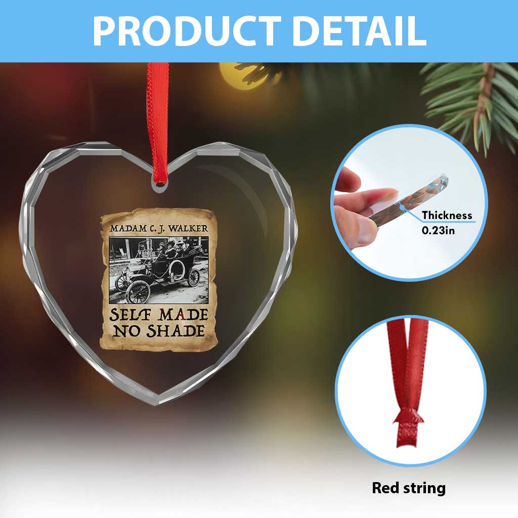 Madam CJ Walker Self Made Millionaire Heart Crystal Glass Ornament Strong Black Woman Leader - Wonder Print Shop