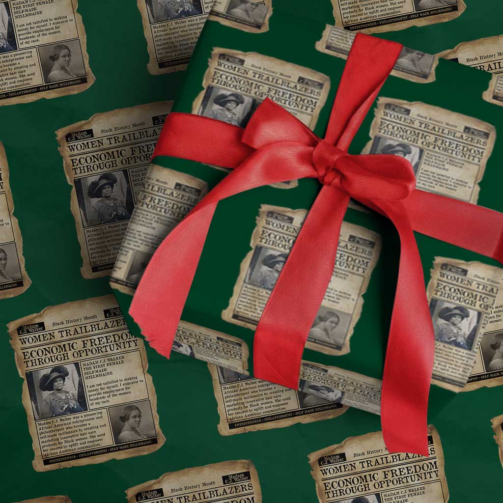 Madam CJ Walker Vintage Newspaper Style Wrapping Paper Roll Economic Freedom Through Opportunity - Wonder Print Shop