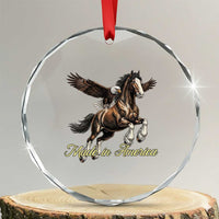 Made in America Patriotic Eagle and Horse Crystal Glass Ornament Strong American Pride Western Style