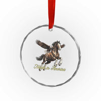 Made in America Patriotic Eagle and Horse Crystal Glass Ornament Strong American Pride Western Style